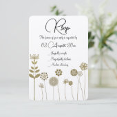 Elegante tijdloze zachte gouden bloemen minimalism RSVP kaartje (Staand voorkant)