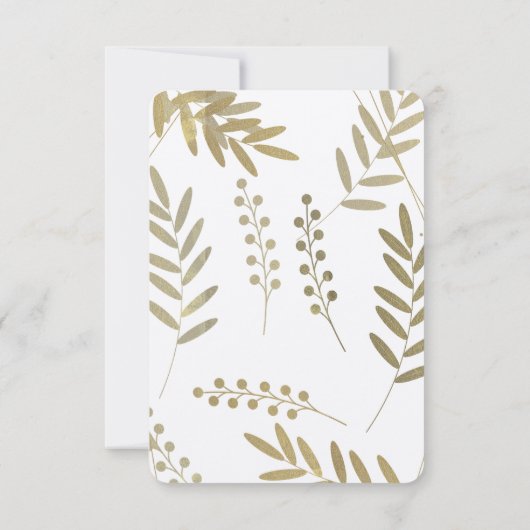 Elegante tijdloze zachte gouden bloemen minimalism RSVP kaartje (Achterkant)