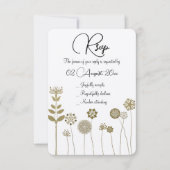 Elegante tijdloze zachte gouden bloemen minimalism RSVP kaartje (Voorkant)