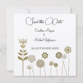 Elegante tijdloze zachte gouden bloemen minimalism save the date (Voorkant)