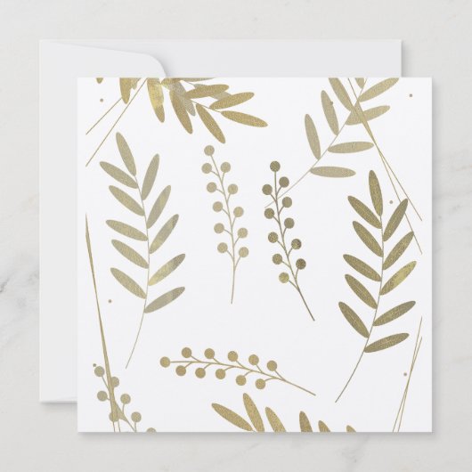 Elegante tijdloze zachte gouden bloemen minimalism save the date (Achterkant)