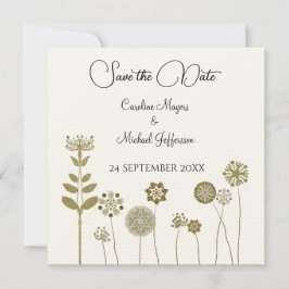 Elegante tijdloze zachte gouden bloemen minimalism save the date
