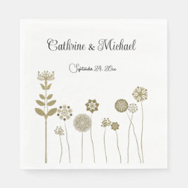 Elegante tijdloze zachte gouden bloemen minimalism servet