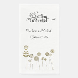 Elegante tijdloze zachte gouden bloemen minimalism servet