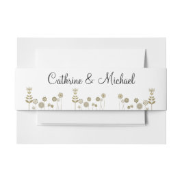 Elegante tijdloze zachte gouden bloemen minimalism uitnodigingen wikkel