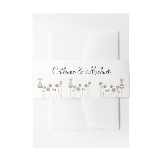 Elegante tijdloze zachte gouden bloemen minimalism uitnodigingen wikkel (Voorkant Voorbeeld)