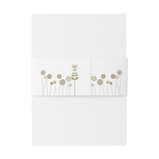 Elegante tijdloze zachte gouden bloemen minimalism uitnodigingen wikkel (Achterkant Voorbeeld)