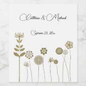 Elegante tijdloze zachte gouden bloemen minimalism wijn etiket (Enkel label)