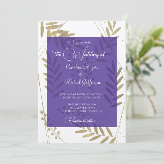 Elegante tijdloze zachte gouden bloemenaccenten kaart (Staand voorkant)