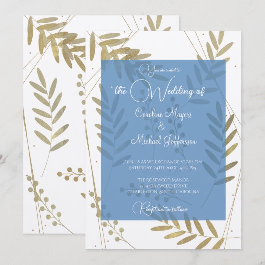 Elegante tijdloze zachte gouden bloemenaccenten kaart (Voorkant / Achterkant)