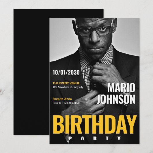 Elegante tijdschriftcover foto verjaardag kaart (Voorkant / Achterkant)