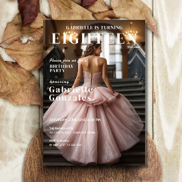 Elegante tijdschriftcover geïnspireerde 18e verjaa kaart