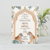 Elegante  tijgers Indiase bruiloft Kaart (Staand voorkant)