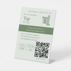 Elegante Tik om QR-codebord te tippen Betalingen Reclamebord Met Voetstuk