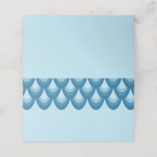 Elegante tinten van blauw geometrisch plaatskaartje (Buitenkant ongevouwen)