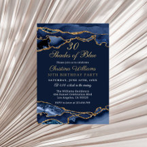 Elegante tinten van blauwe verjaardagsfeest uitnod