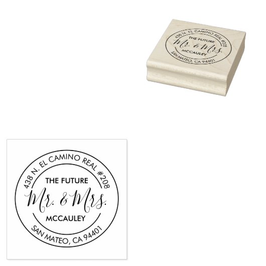 ELEGANTE TOEKOMST MR & MRS HUWELIJKSADRES RETOUR RUBBERSTEMPEL (Gestempeld)