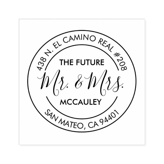 ELEGANTE TOEKOMST MR & MRS HUWELIJKSADRES RETOUR RUBBERSTEMPEL (Afrduk)