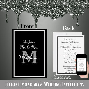 Elegante toekomst Mr. Mrs Monogram bruiloft uitnod Kaart
