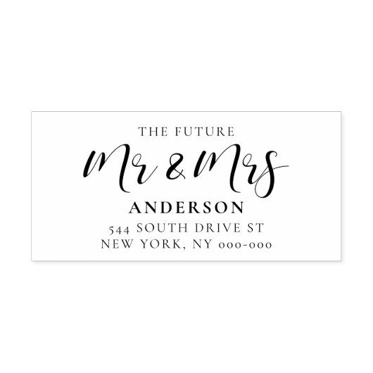 Elegante toekomst Mr & Mrs retouradres Rubberstempel (Afrduk)