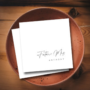 Elegante toekomst Mrs Met de hand geletterd Vrij Servet