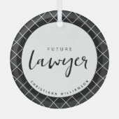 Elegante toekomstige advocaat check patroon gepers glas ornament (Voorkant)