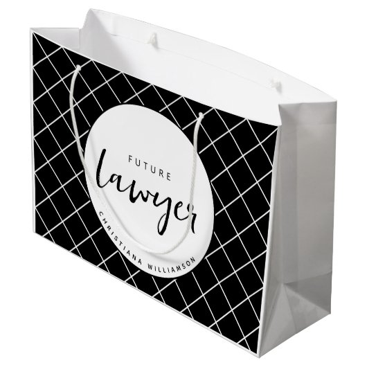 Elegante toekomstige advocaat check patroon gepers groot cadeauzakje (Achterkant Gekanteld)