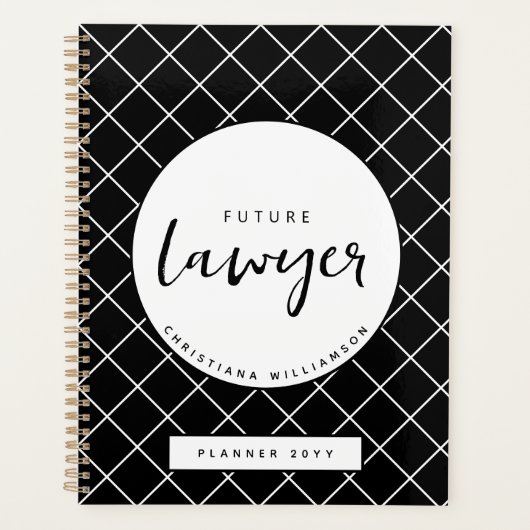 Elegante toekomstige advocaat check patroon gepers planner (Voorkant)
