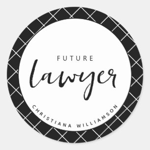 Elegante toekomstige advocaat check patroon gepers ronde sticker