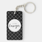 Elegante toekomstige advocaat check patroon gepers sleutelhanger (achterkant)