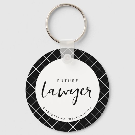 Elegante toekomstige advocaat check patroon gepers sleutelhanger (Voorkant)