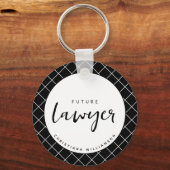 Elegante toekomstige advocaat check patroon gepers sleutelhanger (Voorkant)