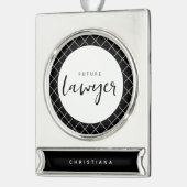 Elegante toekomstige advocaat check patroon gepers verzilverd banner ornament (Links)