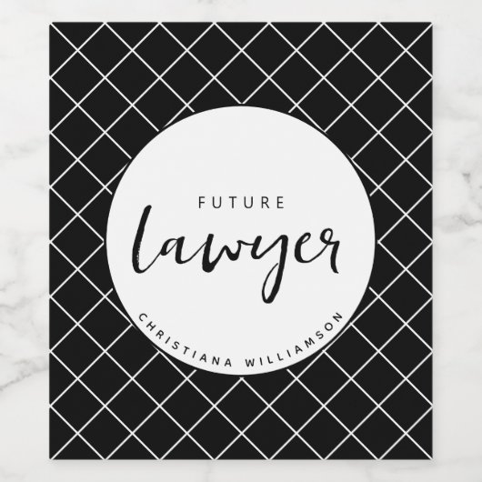 Elegante toekomstige advocaat check patroon gepers wijn etiket (Enkel label)