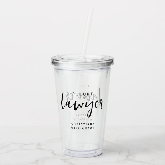 Elegante toekomstige advocaat gepersonaliseerd acryl drinkbeker (Achterkant)