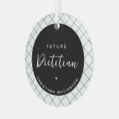 Elegante toekomstige diëtist gepersonaliseerd glas ornament (Voorkant links)