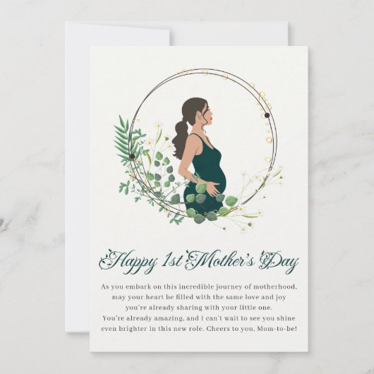 Elegante toekomstige moeder Gelukkig 1e Moederdag Feestdagenkaart (Voorkant)