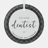 Elegante toekomstige tandarts check patroon gepers glas ornament (Voorkant)