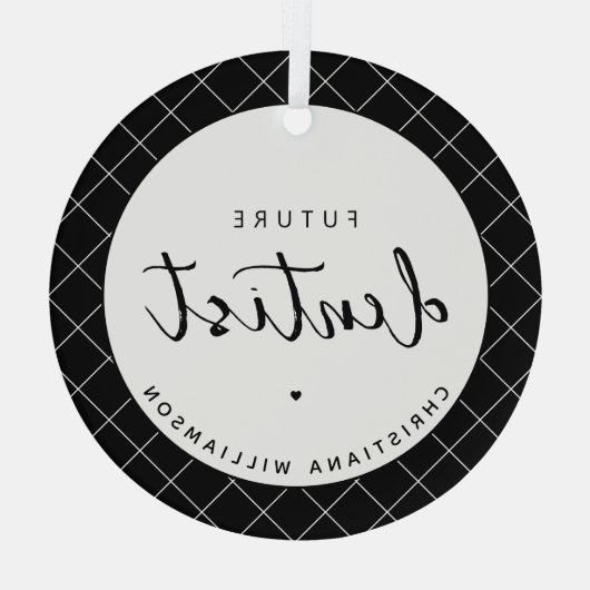 Elegante toekomstige tandarts check patroon gepers glas ornament (Achterkant)