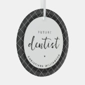 Elegante toekomstige tandarts check patroon gepers glas ornament (Voorkant Rechts)