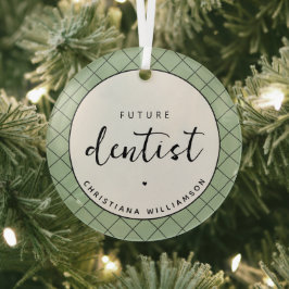 Elegante toekomstige tandarts check patroon gepers glas ornament