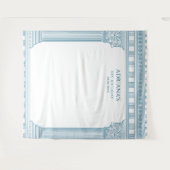 Elegante Toga Party met blauwe tempel kolommen Wandkleed (Voorkant (horizontaal))