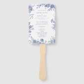 Elegante Toile Blauwe Ceremonie Programma Handvent Handwaaier (Voorkant)
