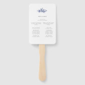Elegante Toile Blauwe Ceremonie Programma Handvent Handwaaier (Achterkant)