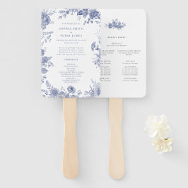 Elegante Toile Blauwe Ceremonieprogramma Handwaaie Handwaaier