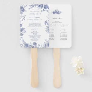 Elegante Toile Blauwe Ceremonieprogramma Handwaaie Handwaaier