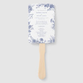 Elegante Toile Blauwe Ceremonieprogramma Handwaaie Handwaaier (Voorkant)