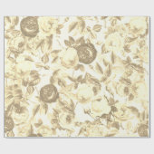 Elegante Toile Chic Sepia Beige Rozen Cadeaupapier (Vlak)