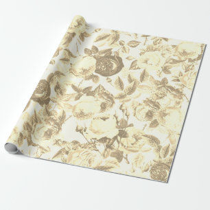 Elegante  Toile Chic Sepia Beige Rozen Cadeaupapier