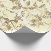 Elegante Toile Chic Sepia Beige Rozen Cadeaupapier (Hoek)